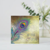 Invitation Mariage Peacock vintage (Debout devant)