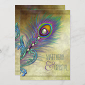 Invitation Mariage Peacock vintage (Devant / Derrière)