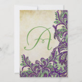Invitation Mariage Peacock Vintage violet et vert Paisley (Dos)