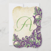 Invitation Mariage Peacock Vintage violet et vert Paisley (Dos)