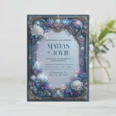 Invitation Mariage Pearl Bloom Filigrane Céleste (Debout devant)