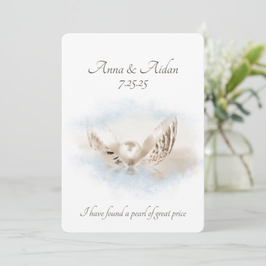 Invitation Mariage Pearl In Seashell (Debout devant)