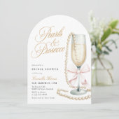 Invitation Mariage Pearl & Prosecco Rose Ruban (Debout devant)