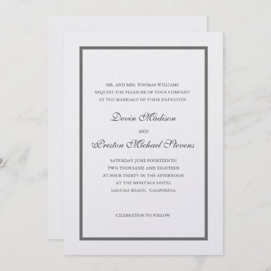 Invitation Mariage Pearl Shimmer (Devant / Derrière)