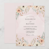 Invitation Mariage peint à la Champagne Blush (Devant / Derrière)