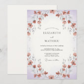 Invitation Mariage Peint à la Clay Periwinkle (Devant / Derrière)