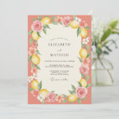 Invitation Mariage peint à la Corail Douce Citron (Debout devant)