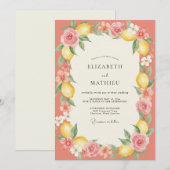 Invitation Mariage peint à la Corail Douce Citron (Devant / Derrière)