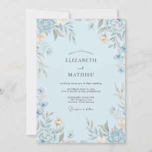 Invitation Mariage Peint à la Crème Céruléenne