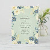 Invitation Mariage Peint à la Crème de Bleuet (Debout devant)