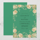 Invitation Mariage Peint à la Crème de Jade (Devant / Derrière)