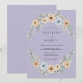 Invitation Mariage peint à la crème de pervenche (Devant / Derrière)