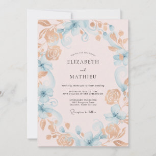 Invitation Mariage peint à la dorée écume de mer