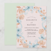 Invitation Mariage peint à la dorée écume de mer (Devant / Derrière)