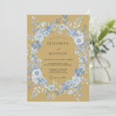 Invitation Mariage Peint à la Fleur de Bleuet Ocre (Debout devant)