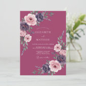 Invitation Mariage peint à la framboise indigo (Debout devant)