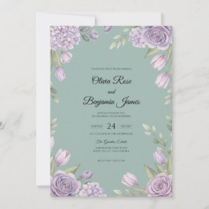 Invitation Mariage peint à la lavande écume de mer
