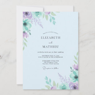 Invitation Mariage Peint à la Lavande et à la Menthe