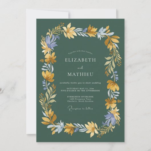 Invitation Mariage Peint à la Main avec du Vert Chasseur (Devant)