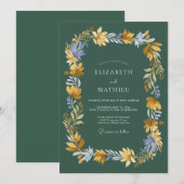 Invitation Mariage Peint à la Main avec du Vert Chasseur (Devant / Derrière)