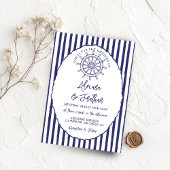 Invitation Mariage peint à la main bleu marine