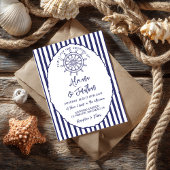 Invitation Mariage peint à la main bleu marine