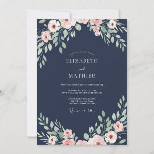 Invitation Mariage peint à la main en blanc