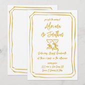 Invitation Mariage peint à la main jaune moutarde (Devant / Derrière)