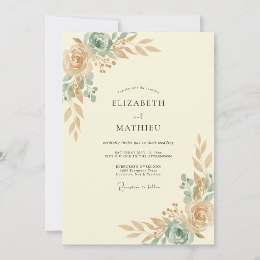 Invitation Mariage peint à la mousse de champagne (Devant)