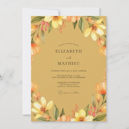 Invitation Mariage peint à la moutarde ambre (Devant)