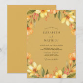 Invitation Mariage peint à la moutarde ambre (Devant / Derrière)
