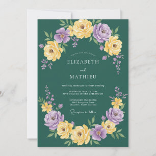 Invitation Mariage Peint à la Moutarde Violette