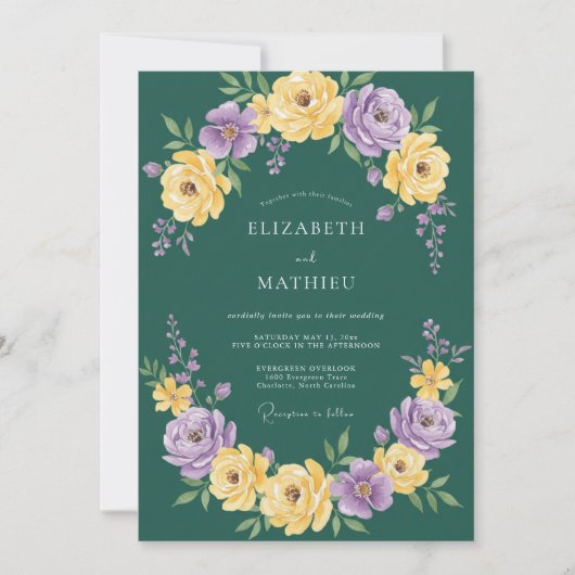 Invitation Mariage Peint à la Moutarde Violette (Devant)