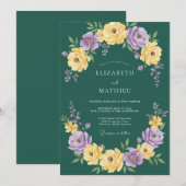 Invitation Mariage Peint à la Moutarde Violette (Devant / Derrière)