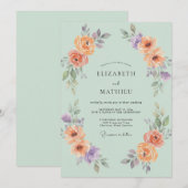 Invitation Mariage peint à la pêche écume de mer (Devant / Derrière)