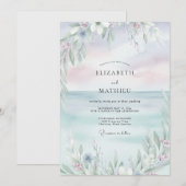 Invitation Mariage Peint à la Periwinkle Blush (Devant / Derrière)