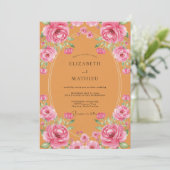 Invitation Mariage peint à la rose ambre (Debout devant)