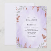 Invitation Mariage peint à la rouille d'améthyste (Devant / Derrière)