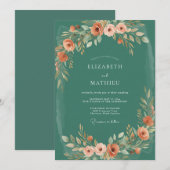 Invitation Mariage peint à la rouille émeraude (Devant / Derrière)