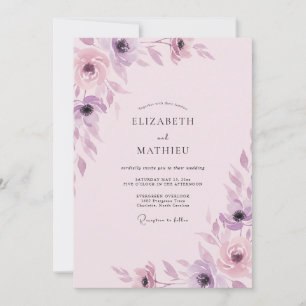 Invitation Mariage Peint à la Teinte Améthyste Blush