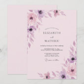 Invitation Mariage Peint à la Teinte Améthyste Blush (Devant / Derrière)