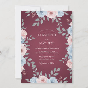 Invitation Mariage peint à la teinte de vin