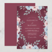 Invitation Mariage peint à la teinte de vin (Devant / Derrière)