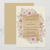 Invitation Mariage Peint à la Teinte Sable (Devant / Derrière)