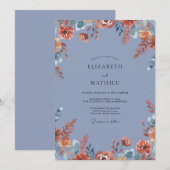 Invitation Mariage Peint à la Terracotta Pervenche (Devant / Derrière)