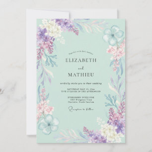 Invitation Mariage Peint à la Violette de Mousse de Mer
