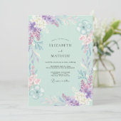Invitation Mariage Peint à la Violette de Mousse de Mer (Debout devant)