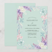 Invitation Mariage Peint à la Violette de Mousse de Mer (Devant / Derrière)