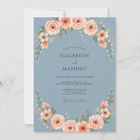 Invitation Mariage Peint à l'Abricot Ardoise (Devant)