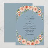 Invitation Mariage Peint à l'Abricot Ardoise (Devant / Derrière)